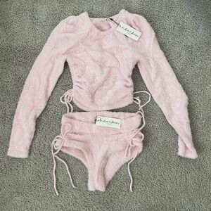 NWT For Love & Lemons Faux Mohair Longsleeve Sweater and Short Set